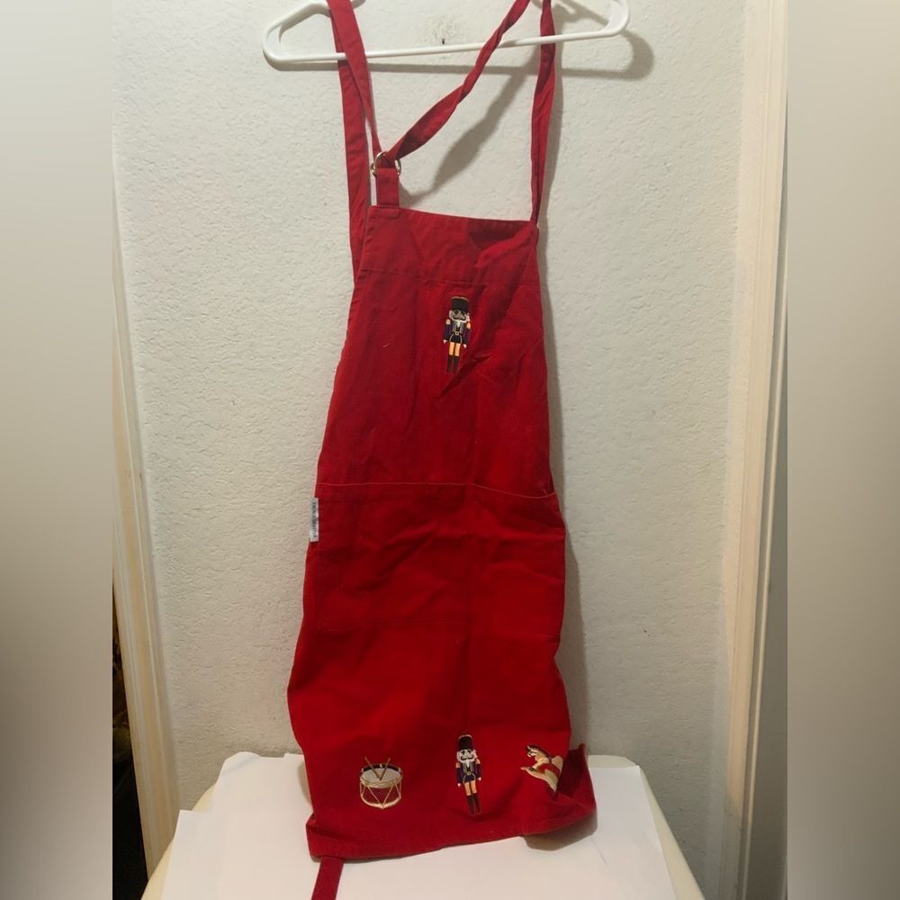 Williams Sonoma Apron Adult Red Cotton Canvas Two Pockets Adjustable Tie Classic